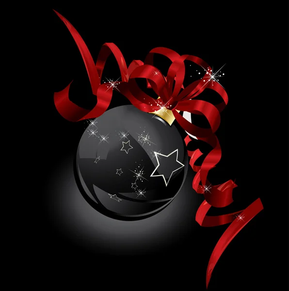 Fond de Noël en ruban noir et rouge — Image vectorielle