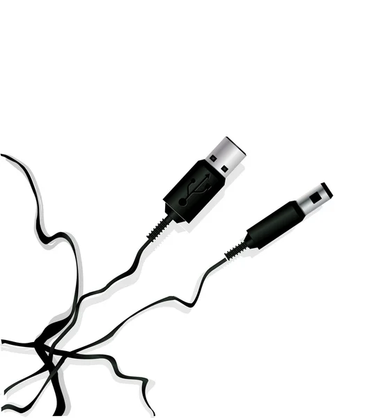 Cable USB aislado en un fondo blanco — Vector de stock