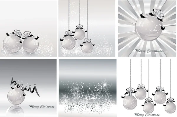 Set de diseño navideño de plata. Ilustración vectorial . — Vector de stock