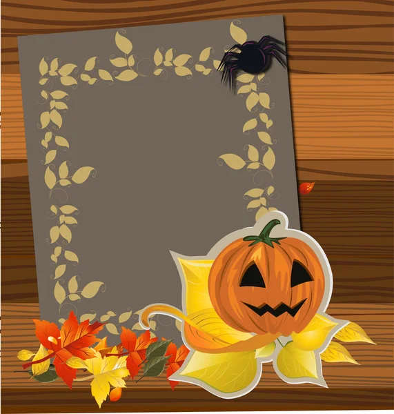 Papír- és őszi levelek. Vektoros illusztráció — Stock Vector