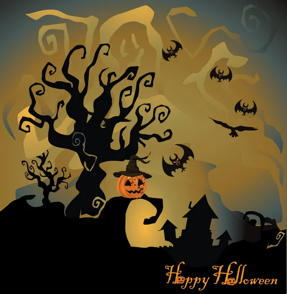 Halloween-Nacht Hintergrund mit Kürbis — Stockvektor