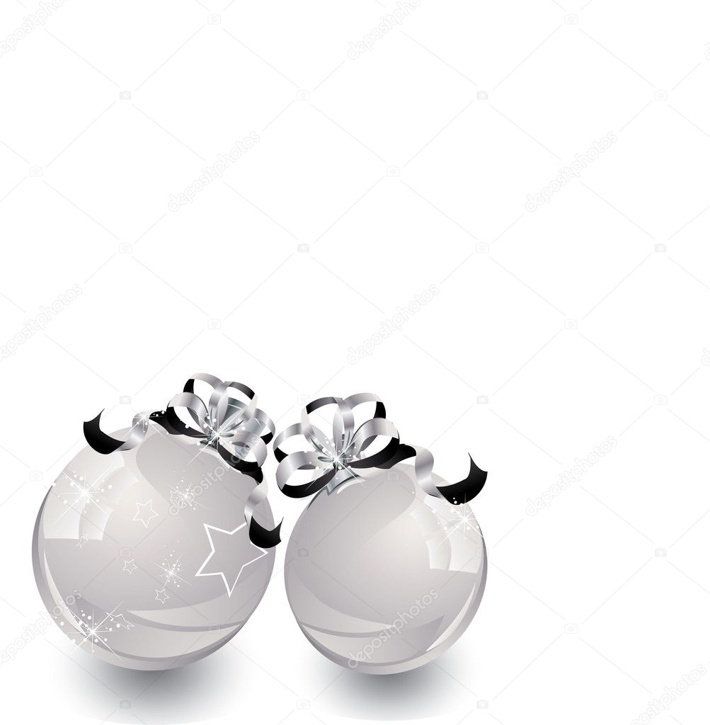 White Christmas bulbs with snowflakes ornaments on a white backg