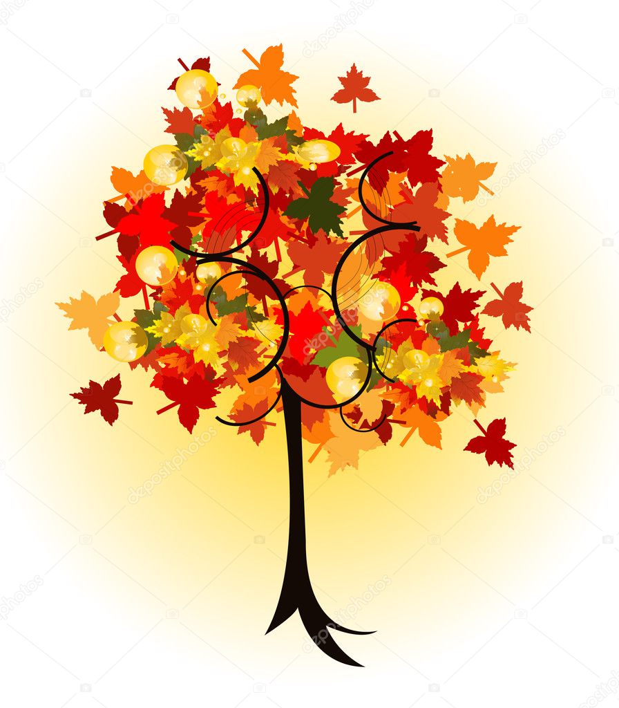 Beautiful Vector Autumn Tree Design — Stock Vector © Lindwa 6601445