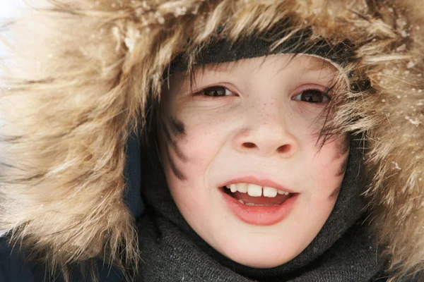 Boy in a warm hat — Stock Photo, Image