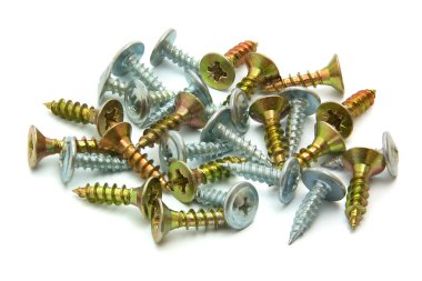 Close-up of wood screw on white background clipart