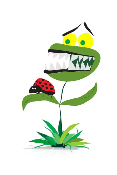 有趣的食虫植物卡通 — 图库矢量图片