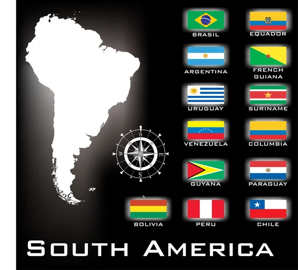 Dél-Amerika Térkép — Stock Vector
