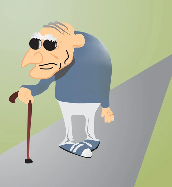 Grand-père avec bâton — Image vectorielle