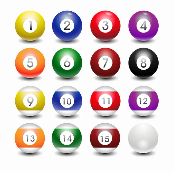 Glossy pool balls — Stock Vector