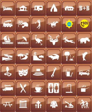 tourist locations icon set clipart