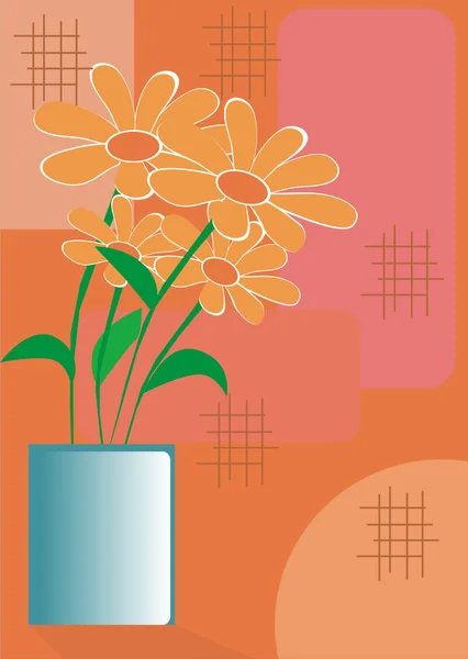 鲜花和花瓶 — 图库矢量图片