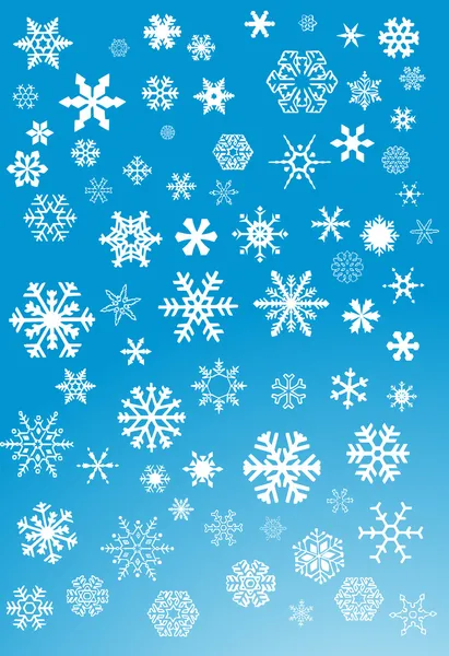Witte sneeuwvlokken op blauwe achtergrond — Stockvector