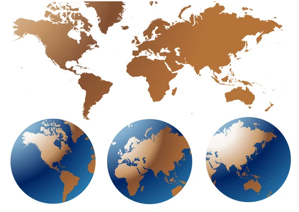 Globe och karta över världen — Stock vektor