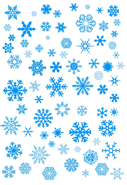 Flocos de neve azuis sobre fundo branco — Vetor de Stock