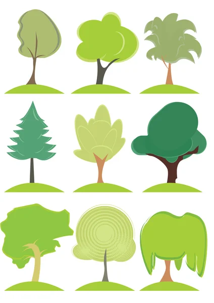 Collection icons. Leaves, trees — Stock Vector