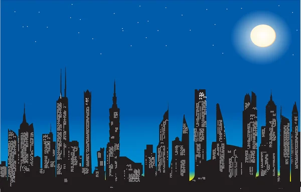 Moderne Stadt bei Nacht — Stockvektor