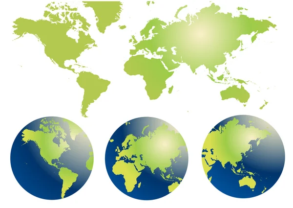 Globe en kaart van de wereld — Stockvector