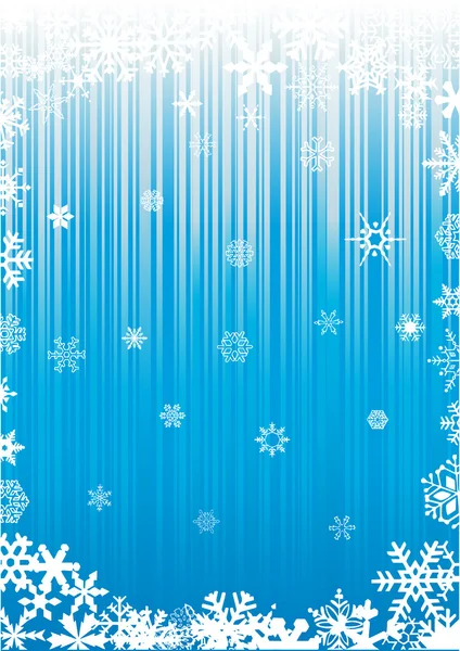 Kék alapon fehér hópelyhek — Stock Vector