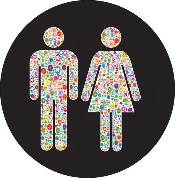 Vector teken waarin vrouwen en mannen toiletten — Stockvector