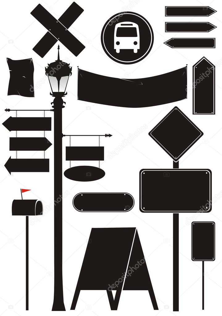 city objects and road signs
