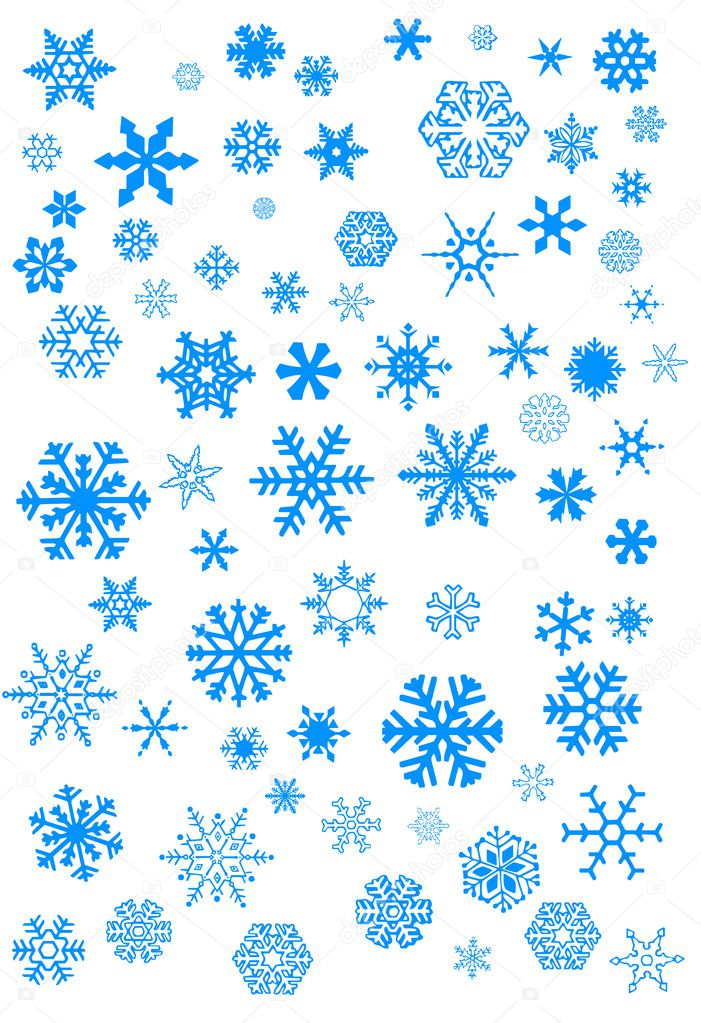 blue snowflakes on white background