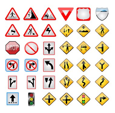 Vector road and turist signs clipart