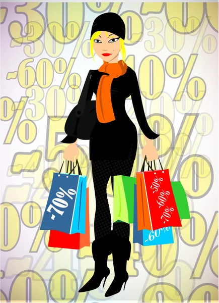 Senhora de compras — Vetor de Stock
