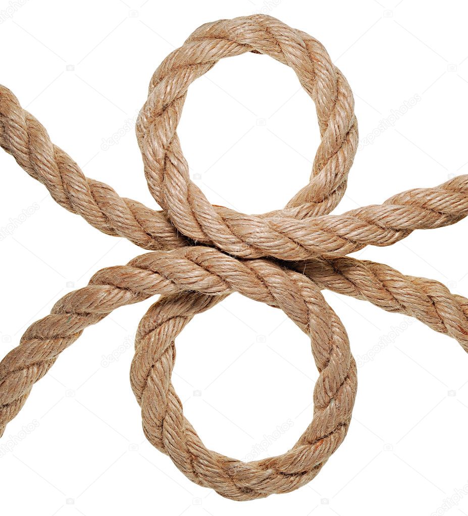 The hempen rope is looped in the form of the eight Stock Photo by