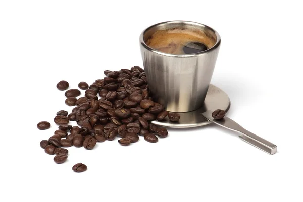 Kávé csésze kávébabbal — Stock Fotó