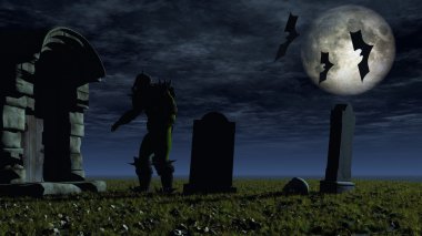 Orc on the cemetery clipart