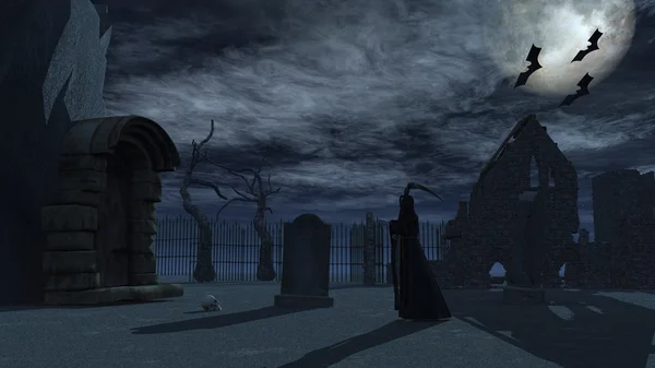 Halloween na cmentarzu — Zdjęcie stockowe