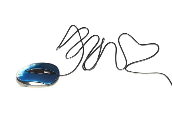 stock image Computer mouse with heart from wire (isolated)