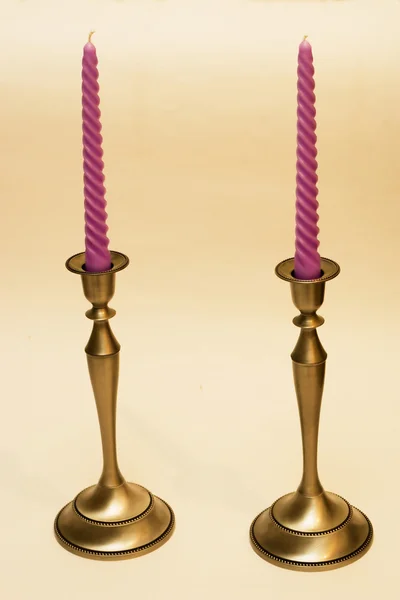 Two candlestick with candels — Stock Photo, Image