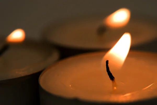 stock image Macro of three burning candles