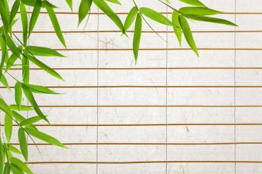 Rice paper background with bamboo leaves clipart