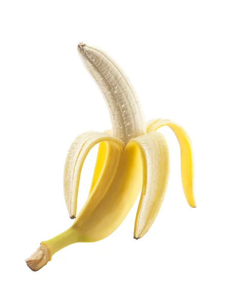 Otwarty banan izolowany na białym tle — Zdjęcie stockowe