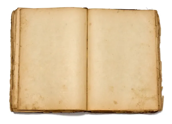 Altes Jahrbuch auf weißem Hintergrund öffnen — Stockfoto