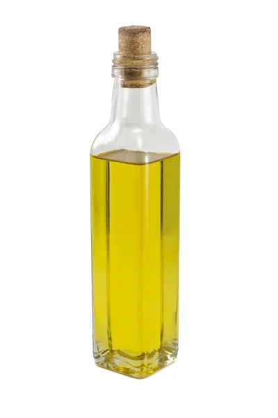 Uma garrafa de óleo isolado sobre fundo branco — Fotografia de Stock