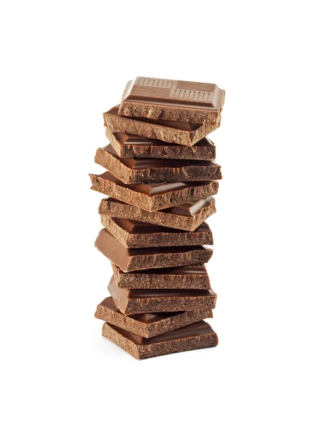 Toren van chocolade fragmenten — Stockfoto