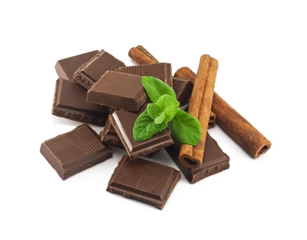 Chocolate, canela com hortelã — Fotografia de Stock
