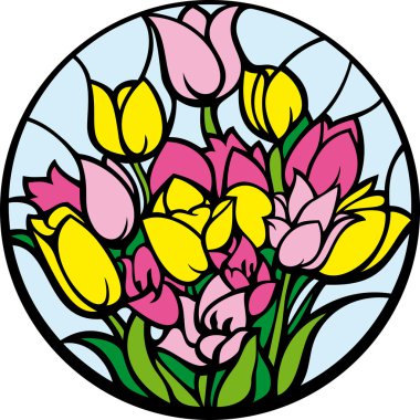 Stained-glass tulips. clipart