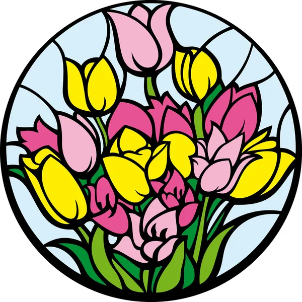 Stained-glass tulips. — Stock Vector