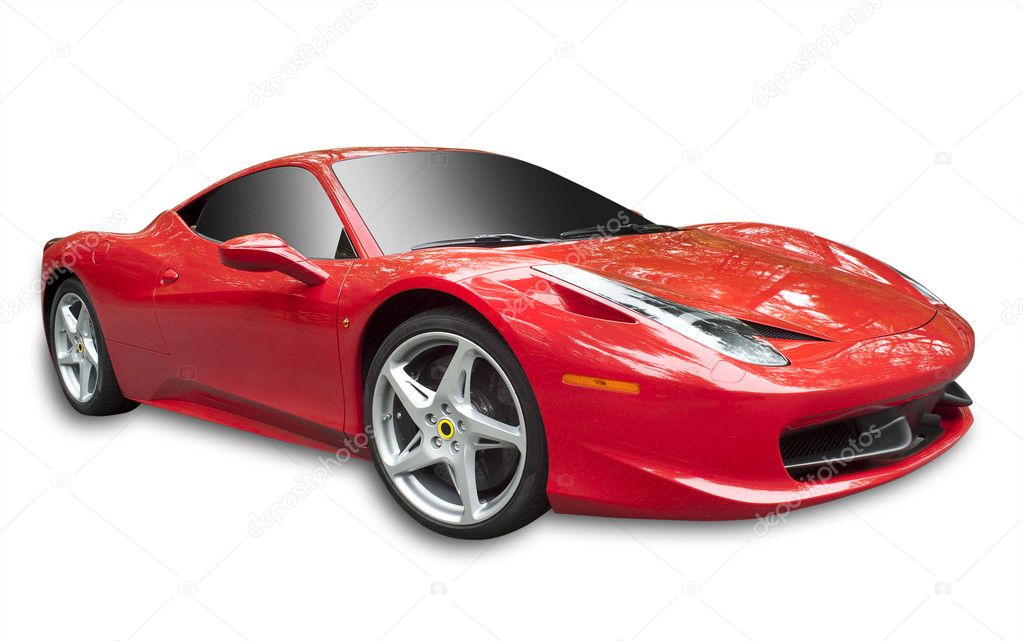 Red sportscar, isolated