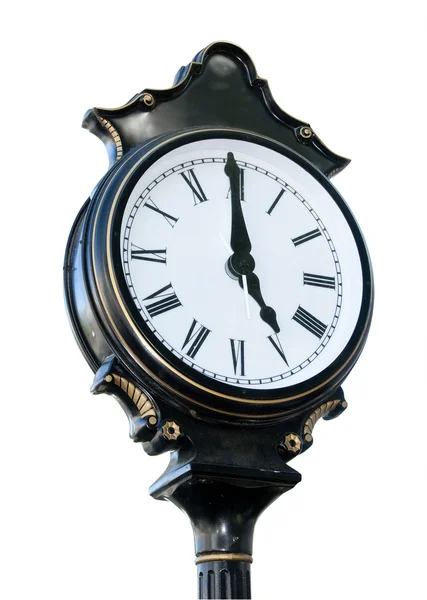 Ozdobny zegar zewnątrz, na białym tle — Zdjęcie stockowe