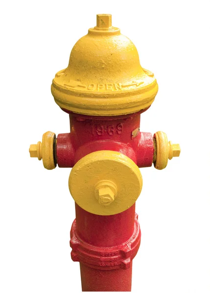 Hidrante vermelho e amarelado isolado — Fotografia de Stock