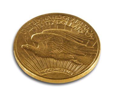 Double eagle gold coin, isolated clipart