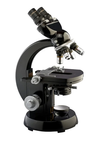 Mikroskop na biało, na białym tle — Zdjęcie stockowe