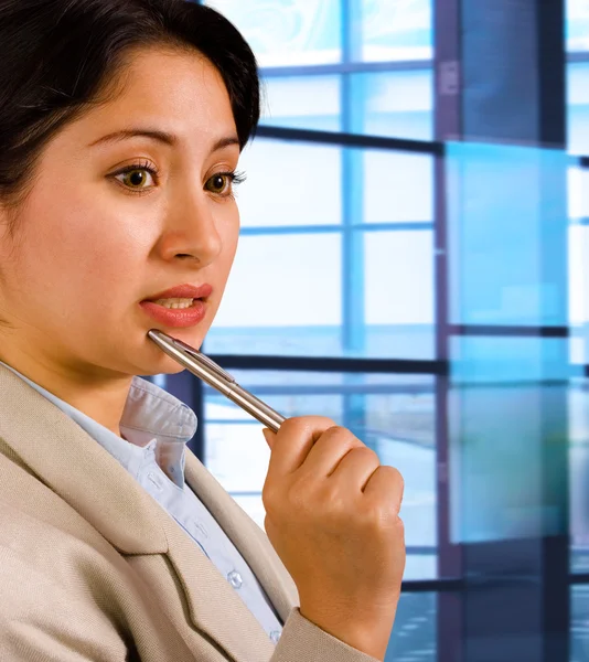 Business Woman Thinking About Company Plans — Stock Photo, Image