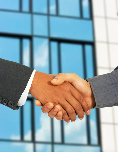Businessmen Greet Each Other By Shaking Hands — Stock Photo, Image
