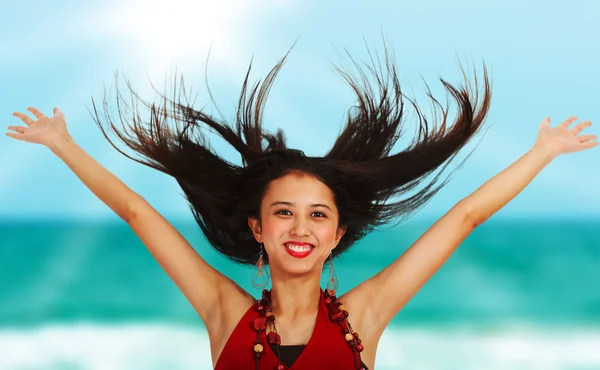 Excited Girl At The Beach — Stock Photo, Image